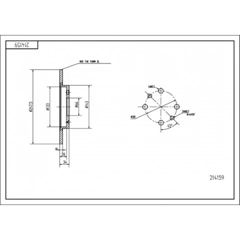 Disque de frein HART 214 159 